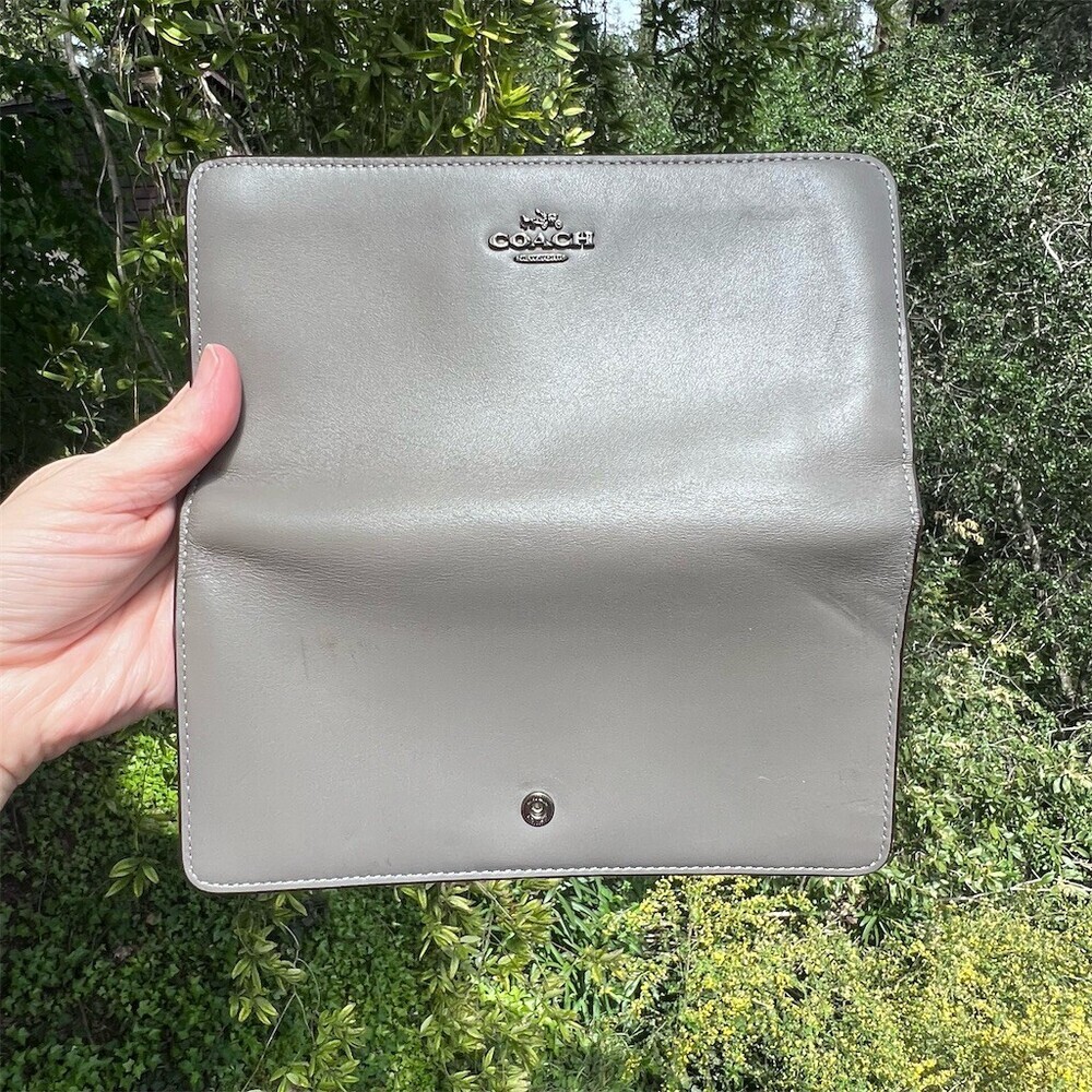 COACH Gray Leather Slim Wallet Credit Card Holder w Silver Hardware AUTHENTIC - Picture 3 of 9